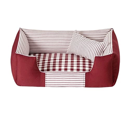 Hundekorb Hundebett Katzenbett Hundesofa Lattice Pet Dog Bed Mat Warming Dog House Soft Nest Sleeping Warm Kennel Pet Supplies for Cat Puppy Hundekörbchen Haustierbett (Color : Rood, Size : 86 * 63cm von SOCUY