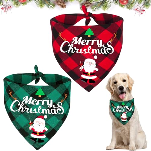 Hundehalstuch Weihnachten, 2 Stück Hunde Halstuch, Weihnachtshund Bandanas, Hunde Weihnachtskostüm, Classic Plaid Dreieck Lätzchen, Weihnachts Hundehalstuch für Hunde Haustier Dekoration von SOETDERT