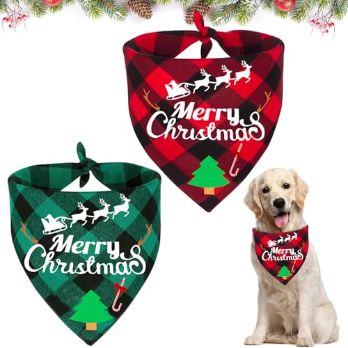 Hundehalstuch Weihnachten, 2 Stück Hunde Halstuch, Weihnachtshund Bandanas, Hunde Weihnachtskostüm Zubehör, Weihnachten Schal Dreieck Lätzchen Hundehalstuch für Hunde Haustier Dekoration von SOETDERT