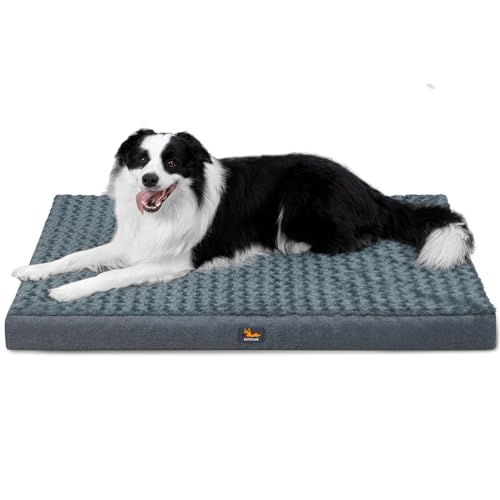 SOFTMATE XXL Hundebett für Hunde bis zu 50 kg mit orthopädischem Schaumstoff, wasserdichter Bezug, abnehmbarer und waschbarer Bezug, flauschiges Hundekäfigbett mit rutschfester Unterseite von SOFTMATE