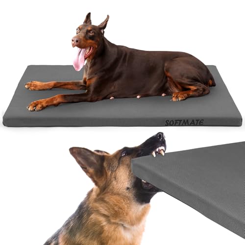 SOFTMATE Strapazierfähiges Outdoor-Hundebett, kaufeste Hundebox-Matte für bis zu 50 kg große Hunde, mit wasserdichtem, abnehmbarem und waschbarem Bezug von SOFTMATE