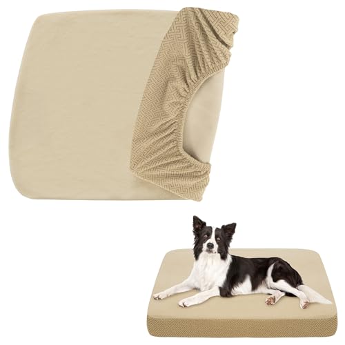 SOFTOWN Hundebettbezüge, waschbar, wasserdicht, weicher Bezug für Hunde und Katzen, nur Bezug (Beige, 104,1 x 73,7 x 15,2 cm) von SOFTOWN