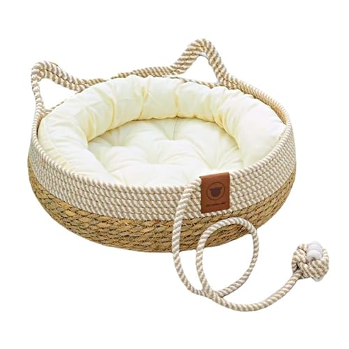 Sommer-Katzenstreu, kleine Hundestreu, mittelgroße Hundestreu, kühles Sommer-Katzenstreu, handgefertigtes Rattan-Katzenstreu, Katzenspielzeug, Tragekissen (groß L - 46 cm - 10 kg Innenfutter, lustiges von SOFURE