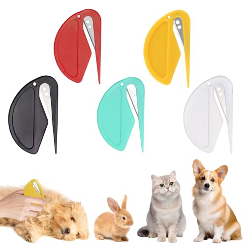 5 Stück Entfilzungsmesser Katze,Pet Knot Opener,Pet Knotting Comb,Knotting Comb Für Katzen Und Hunde,Pet Knotting Comb,Knotenkamm Für Katze,Entfilzungsspray Katze,Unterfellbürste Katze,Für Hund von SOGHO