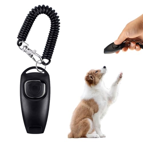 SOGHO Hundepfeife,Klicker Hund,Hundepfeife Rütter Rückruf,Pfeife Klicker Hundeklicker Set,Hundepfeife Mit Klicker Und Lanyard,2 IN 1 Funktionsdesign Für Hund,Katze,(Schwarz) von SOGHO