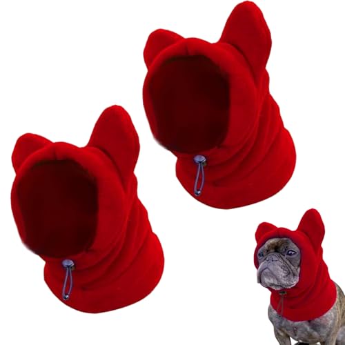 Hunde-Wintermütze, Ohrenschutz, Halswärmer, winddicht, Hunde-Kapuzenpullover für mittelgroße bis große Hunde, Lärmschutz, Ohrenschützer für den Winter im Freien (Rot/Mittel/2 Stück) von SOGOODED