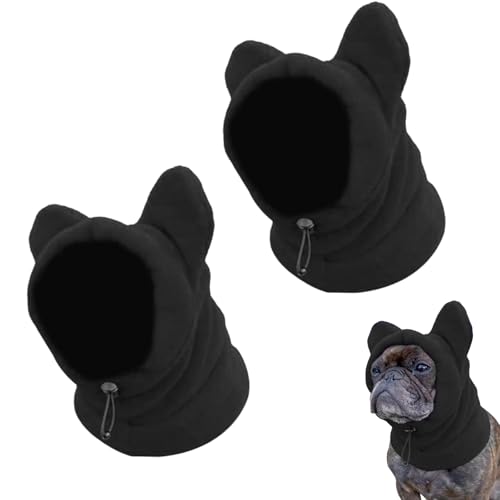 Hunde-Wintermütze, Ohrenschutz, Halswärmer, winddicht, Hunde-Kapuzenpullover für mittelgroße bis große Hunde, Lärmschutz, Ohrenschützer für den Winter im Freien (schwarz, klein / 2 Stück) von SOGOODED