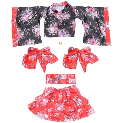 SOIMISS Kurzes Kimonokostüm für Erwachsene Traditionelles Japanisches Polyester Yukata Sakura Muster V- Ausschnitt Kimono Party Cosplay Outfit für Party Frauen Mädchen Geschenk L (Rot) von SOIMISS