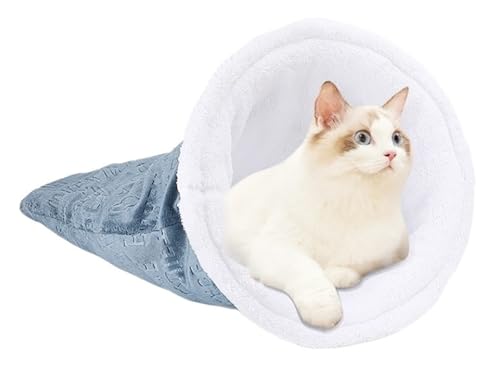 SOKTDO Katzenschlafsack for Hauskatzen, 360° warm, halbgeschlossenes Katzenschlafsackbett, weicher Plüsch, großer Katzensack, selbstwarmes Katzenbett von SOKTDO