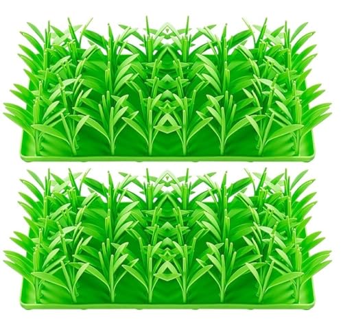 Silikon-Grasmatte for Katzen, Grasfuttermatte, Slow Feeder for Katzen und Hunde, Silikon-Gras, Nasenarbeit, Training, Futtersuche-Pad(2pcs) von SOKTDO