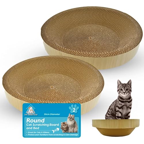 2pk Round 2-in-1 Small Cardboard Cat Bed and Cat Scratch Board 30cm, Cat Scratching Board, Cardboard Cat Scratcher, Cardboard Cat Scratchers, Cat Cardboard Scratcher for Cats, Cat Scratch Pad for Cats von SOL