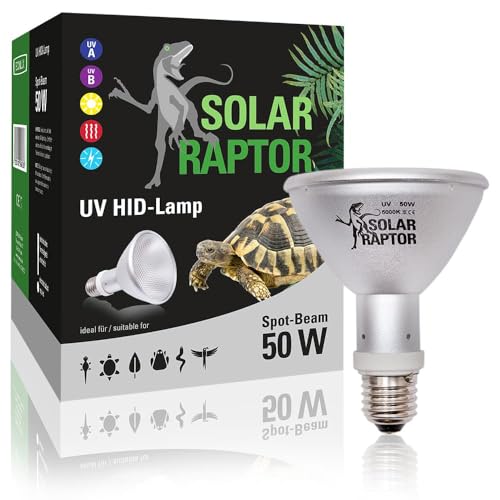 SOLAR RAPTOR HID UV-Strahler, Metalldampflampe, Wärme & UV-Lampe für Terrarien (50 Watt/Spot) von SOLAR RAPTOR