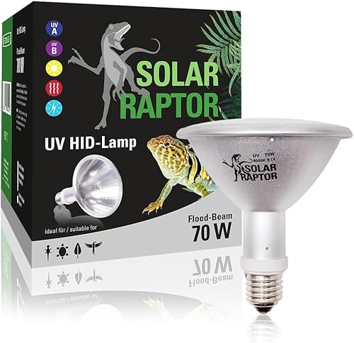 SOLAR RAPTOR HID UV-Strahler, Metalldampflampe, Wärme & UV-Lampe für Terrarien (70 Watt/Flood) von SOLAR RAPTOR