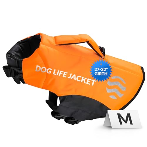 SOLBREEZE Water Dog Sicherheits-Schwimmweste, Hundeschwimmweste, Hund PFD (Orange, M) von SOLBREEZE