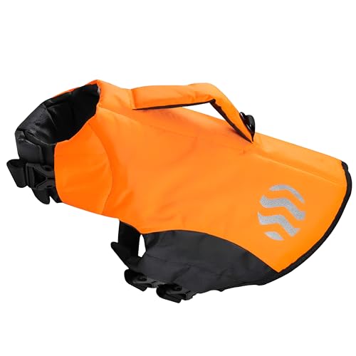 SOLBREEZE Water Dog Sicherheits-Schwimmweste, Hundeschwimmweste, Hund PFD (Orange, M) von SOLBREEZE