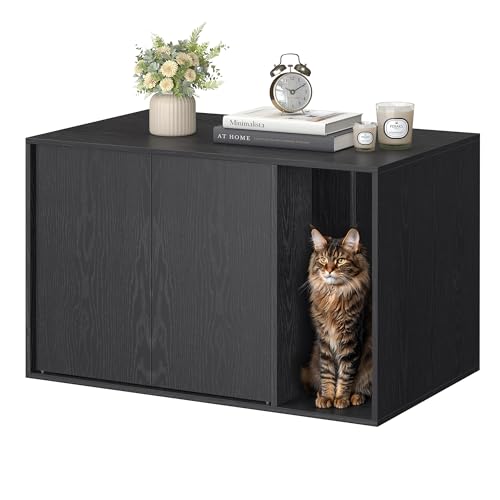 SONGMICS HOME Katzenklo-Schrank, Toolless-Technologie, Superschnelle werkzeuglose Montage, Katzenhaus für große Katzen, Push-to-Open Türen, Beistelltisch, minimalistisch, schwarz PCL013B03 SONGMICS HOME Katzenklo-Schrank, Toolless-Technologie, Superschnelle werkzeuglose Montage, Katzenhaus für große Katzen, Push-to-Open Türen, Beistelltisch, minimalistisch, schwarz PCL013B03 von SONGMICS HOME