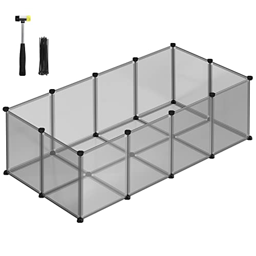 SONGMICS Freigehege mit Bodenplatten, Laufstall, Meerschweinchen Gehege, aus Kunststoff, Gehege für Hamster, Kaninchen, Igel, 143 x 73 x 46 cm, grau LPC002G01 SONGMICS Freigehege mit Bodenplatten, Laufstall, Meerschweinchen Gehege, aus Kunststoff, Gehege für Hamster, Kaninchen, Igel, 143 x 73 x 46 cm, grau LPC002G01 von SONGMICS