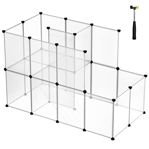 SONGMICS Laufgitter für Meerschweinchen, modulierbar, Kunststoff, transparent LPC03W von SONGMICS