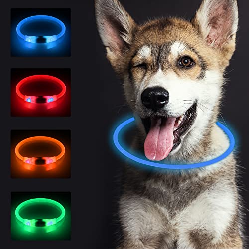 SONNIG LED Hundehalsband Leuchtend, Leuchthalsband Hund Aufladbar und Verstellbares mit 3 Lichtmodi, Sicher für Kleine, Mittlere und Große Hunde bei Nacht, Blau von SONNIG