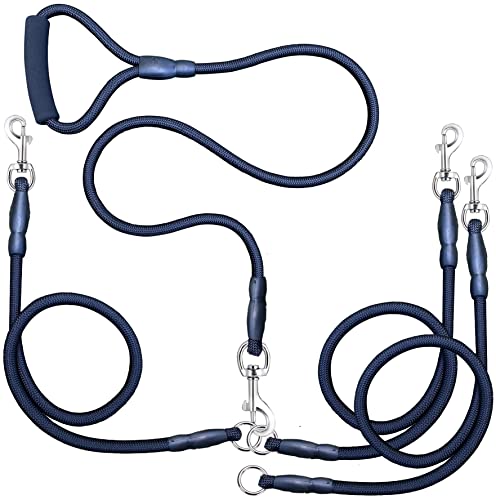 Sonqueen Doppel-Hundeleine, strapazierfähig, um 360 ° drehbar, kein Verheddern, doppelte Hundeleine, Bungee leash & 2 collars for 2 large dogs, Bungee-Leine und 2 Halsbänder für 2 große Hunde. von SONQUEEN