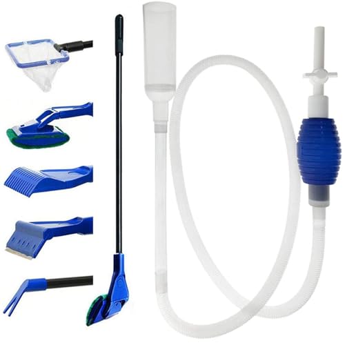 SOONHUA Aquarium-Kiesreiniger-Siphon-Set, Handpumpe, Siphon, Vakuum, Aquarium, Wasserwechsler Set, Fischnetz, Algenschaber, Schwammbürste für Aquarien, Reinigung von Kies und Sand von SOONHUA