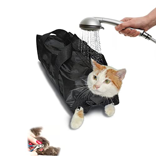 SOONHUA Katzen Glooming Tasche zum Baden von Katzen, verstellbare Katzen Dusche,Netztasche,Badetasche,Anti-Kratzer, atmungsaktiv,Rückhaltetasche,Katzentasche für Reinigung,Fellpflege, Baden von SOONHUA