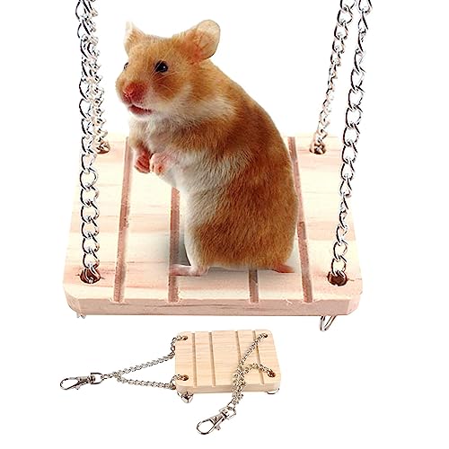 Hamsterschaukel aus Holz | Hamsterkäfig-Schaukelspielzeug | Übungsspielzeug im Haken-Design für Hamster, Meerschweinchen, Chinchillas und andere kleine Nagetiere Soptec von SOPTEC