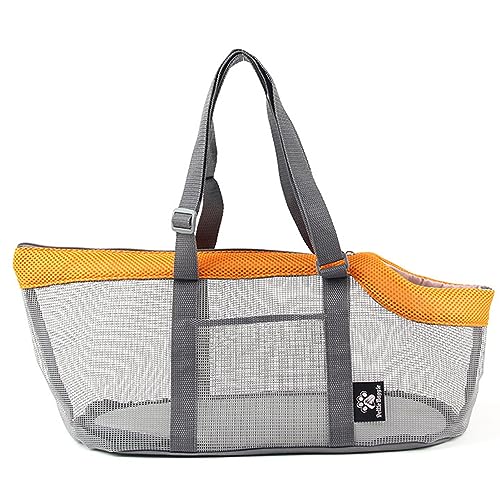 SOPTEC Mesh-Hundetragetasche | Tragbare Haustier-Reisetrage-Handtasche,Faltbarer, atmungsaktiver Hand-Reisetaschenträger für Hunde, Handtaschenträger, Einkaufstasche, vollmaschige Tragetasche von SOPTEC
