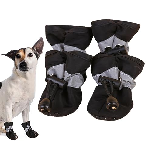 SOPTEC wasserdichte Hundeschuhe - 4 Stück rutschfeste Haustierschuhe - Hundestiefel und Pfotenschutz, wasserdichter Hundepfotenschutz mit verstellbarem Kordelzug, Hundeschuhe für heißes Pflaster von SOPTEC