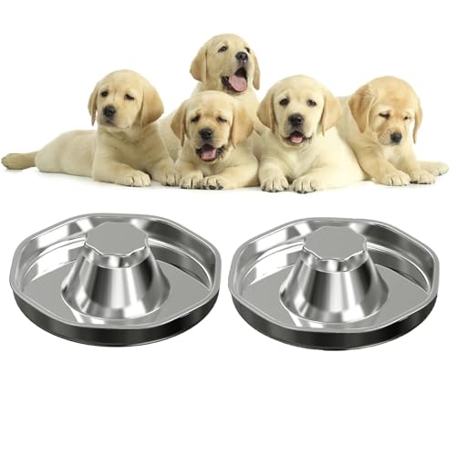 SOUJOY 2 Pack Edelstahl Welpennäpfe, 11,5'' Hund Slow Feeder Schalen, rutschfest Haustier Entwöhnung Nahrung und Wasser Schüssel für kleine mittlere große Hunde, Katzen, Haustiere von SOUJOY