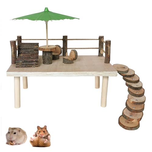 SOUTHJIELING Hamsterkäfig Leiter Spielzeug für kleine Haustiere Holz Plattform Eichhörnchen Käfig Spielzeug Zubehör Kleintier Kletterspielzeug von SOUTHJIELING