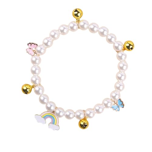 SOUTHJIELING Hochzeitshalsband für Katzen, Glöckchen, Schmetterling, Regenbogen-Anzug, Halsband, Halsketten, Halsband, niedliches Mädchen, Hundehalsband, Perlen von SOUTHJIELING