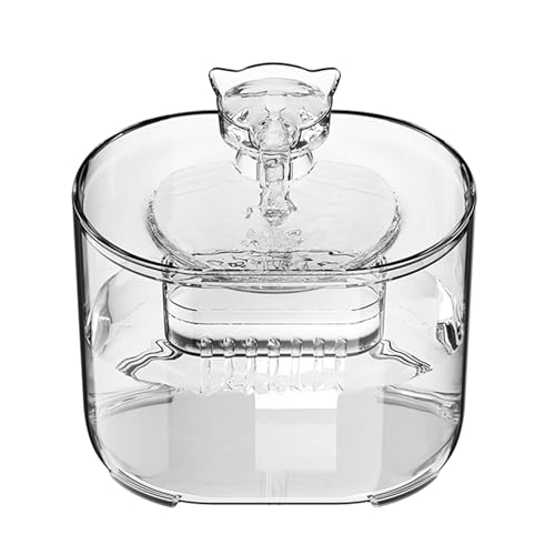 SOUTHJIELING Indoor Hunde Katzen Trinkbrunnen Transparent Sichtbar Haustier Wasserspender mit Umluftfilter für sauberes Wasser von SOUTHJIELING