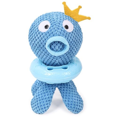 SOUTHJIELING Quietschendes gefülltes Cartoon-Oktopus-Form Hunde Kauspielzeug Weiche Reinigung Massage Spielzeug Haustier Molar Supplies mit Leckerli-Spender von SOUTHJIELING