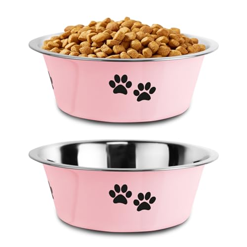 Hundenäpfe aus Edelstahl, rutschfeste Gummiunterseite, auslaufsicher, rutschfest, isoliert, für große, mittelgroße und kleine Hunderassen, Rosa, 3,6 Tassen Hundenäpfe aus Edelstahl, rutschfeste Gummiunterseite, auslaufsicher, rutschfest, isoliert, für große, mittelgroße und kleine Hunderassen, Rosa, 3,6 Tassen von SOUXU