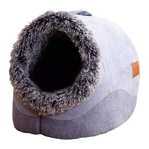 Katzenhausbett, halbgeschlossene warme Hundehütte, wintergeschlossenes Katzenbett, waschbares, rutschfestes Haustierbett, Hundebett mit Griff, Winter, warm, gemütlich, Katzenhöhle, bequeme kleine von SOYDAN