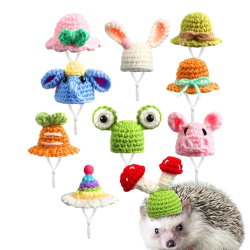 Kleine Tiermütze, Strickmütze für Meerschweinchen, mit verstellbarem Riemen, handgestrickt, kleine Mütze für Reptilien Soydan von SOYDAN