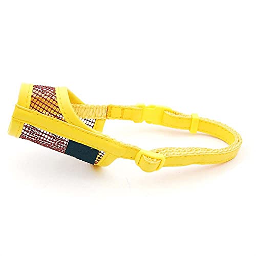 Maulkorb for Hunde gegen Beißen, Bellen und Kauen, mit bequemem, weichem Mesh-Gewebe und verstellbarem Riemen /26 (Color : Yellow, Size : X-Large) von SOYDAN