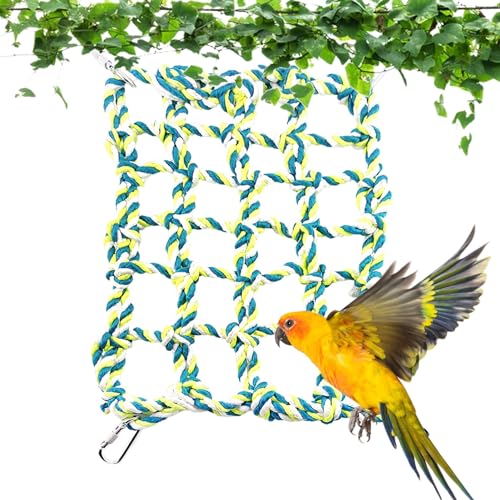 Papageien-Schaukelnetz, wiederverwendbar, buntes Netz für Vögel, Kletterspielzeug mit 4 Metallhaken, für Frettchen, Igel, Hamster, Sittiche, Eichhörnchen Soydan von SOYDAN