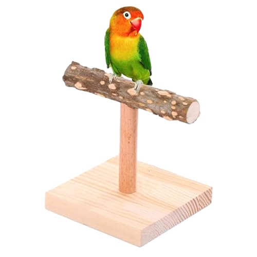 Papageienvogelsitzstange, natürliche Holzvogelstange, Vogelplattform T-förmiger Papageienständer, Schleiftrainingsspielzeug Tischplatte, Vogelübungsspielzeug für Liebesvogel, Karpfen, Buddy Papagei, von SOYDAN