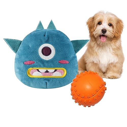 SOYDAN Hundespielzeug Quietschball – Interaktives Kauspielzeug für Hunde, Tierform, 2-in-1, Gummi, Sound-Hundeball für Welpen, kleine, mittelgroße Hunde, Plüsch-Hundespielzeug, Zahnspielzeug, von SOYDAN