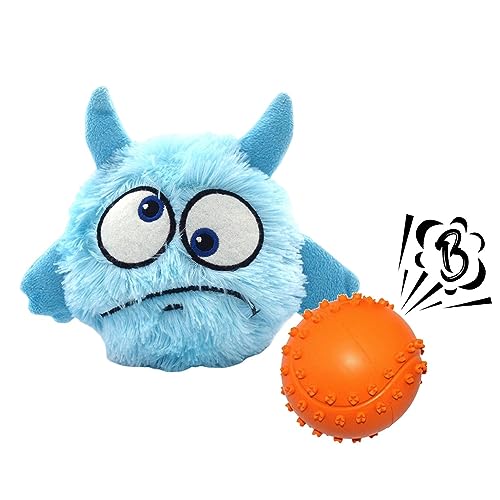 SOYDAN Hundespielzeug Squeaky Ball Interaktives Kauspielzeug für Hunde 2 in 1 aus Gummi, Quietschspielzeug für kleine und mittelgroße Hunde von SOYDAN