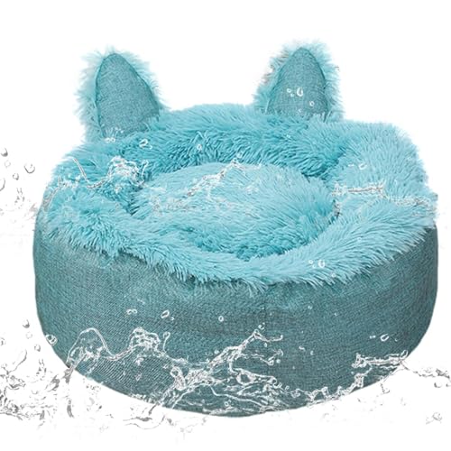 SOYDAN Niedliches Katzenbett, rutschfestes, warmes, niedliches Kissen, weiches Hundebett mit wasserdichter und staubdichter Unterseite, Samtstoff, rundes Haustierbett von SOYDAN