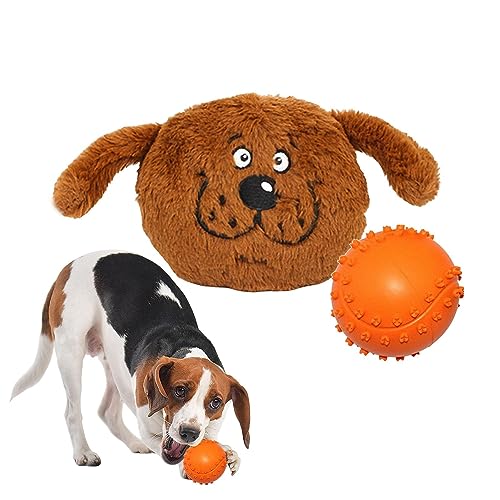 SOYDAN Quietschball für Hunde, 2-in-1 Gummi-Kauspielzeug, Tierform, Haustier-Soundspielzeug für Welpen, kleine, mittelgroße Hunde, Hundezahnspielzeug, bewegliches Hundespielzeug von SOYDAN