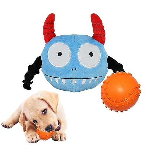 SOYDAN Quietschender Ball für Hunde, interaktives Kauspielzeug für Hunde, 2 in 1 aus Gummi in Form von - Quietschspielzeug für Haustiere für kleine und mittelgroße Hunde, Spielzeug von SOYDAN