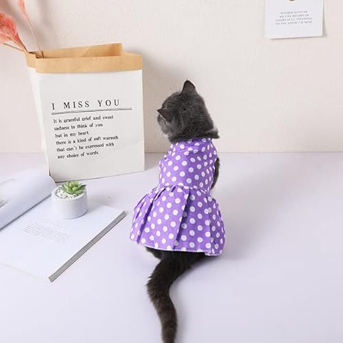 Erdbeerkleid für Katzen, süße Sommerkleidung, Prinzessin, Katzenkleid, Kätzchenröcke, kariert, Punkte-Druck, Kleidung von Sozy