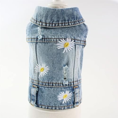 Hunde-Jeans-Overall für Hunde, blau, gestreift, Hemd, Einteiler, Haustier-Denim-Kapuzenpullover, Kleidung, Kostüme für kleine, mittelgroße Hunde von Sozy