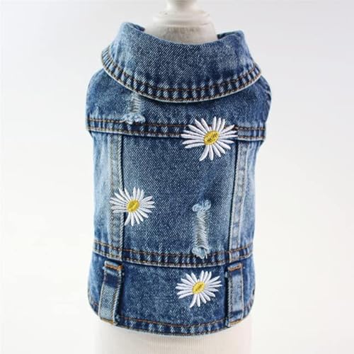 Hunde-Jeans-Overall für Hunde, blau, gestreift, Hemd, Einteiler, Haustier-Denim-Kapuzenpullover, Kleidung, Kostüme für kleine, mittelgroße Hunde von Sozy