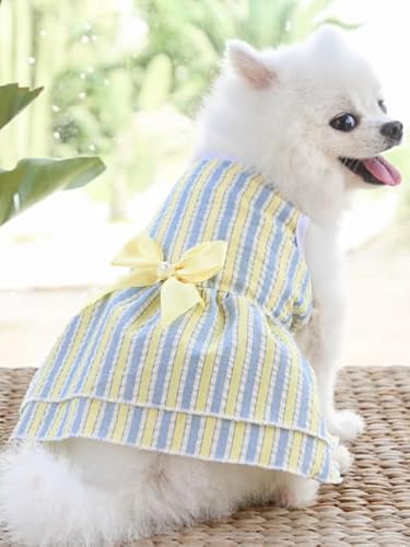 Hundeprinzessin Kleider Welpen Kleidung Schleife Knoten Kleid Haustiere Tutu Kleider Gestreiftes Sommer Welpen Kleid Mädchen für kleine mittelgroße Katzen Hunde von Sozy