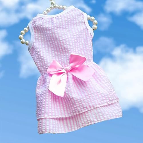 Hundeprinzessin Kleider Welpen Kleidung Schleife Knoten Kleid Haustiere Tutu Kleider Gestreiftes Sommer Welpen Kleid Mädchen für kleine mittelgroße Katzen Hunde von Sozy